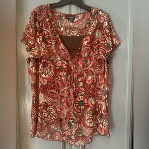 Lane Bryant Red and Brown Top